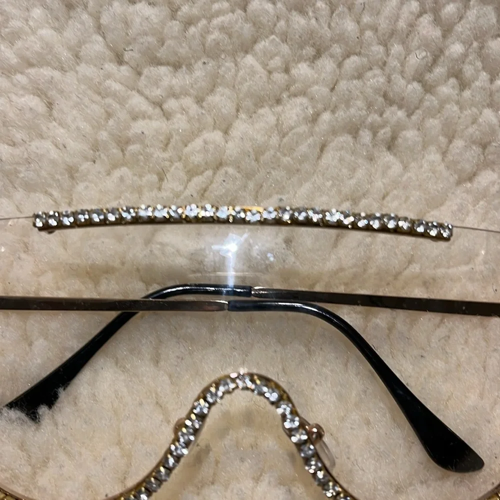 Crystal Embellished Gold and Black Sunglasses